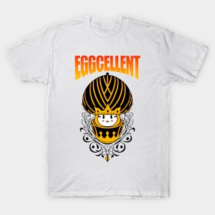 eggcellent egg king themed graphic design by ironpalette T-Shirt